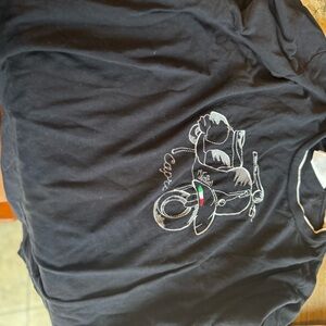 Black Graphic T-Shirt with Embroidered Design